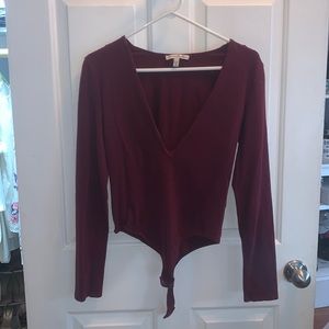 Long Sleeve, Deep V Bodysuit
